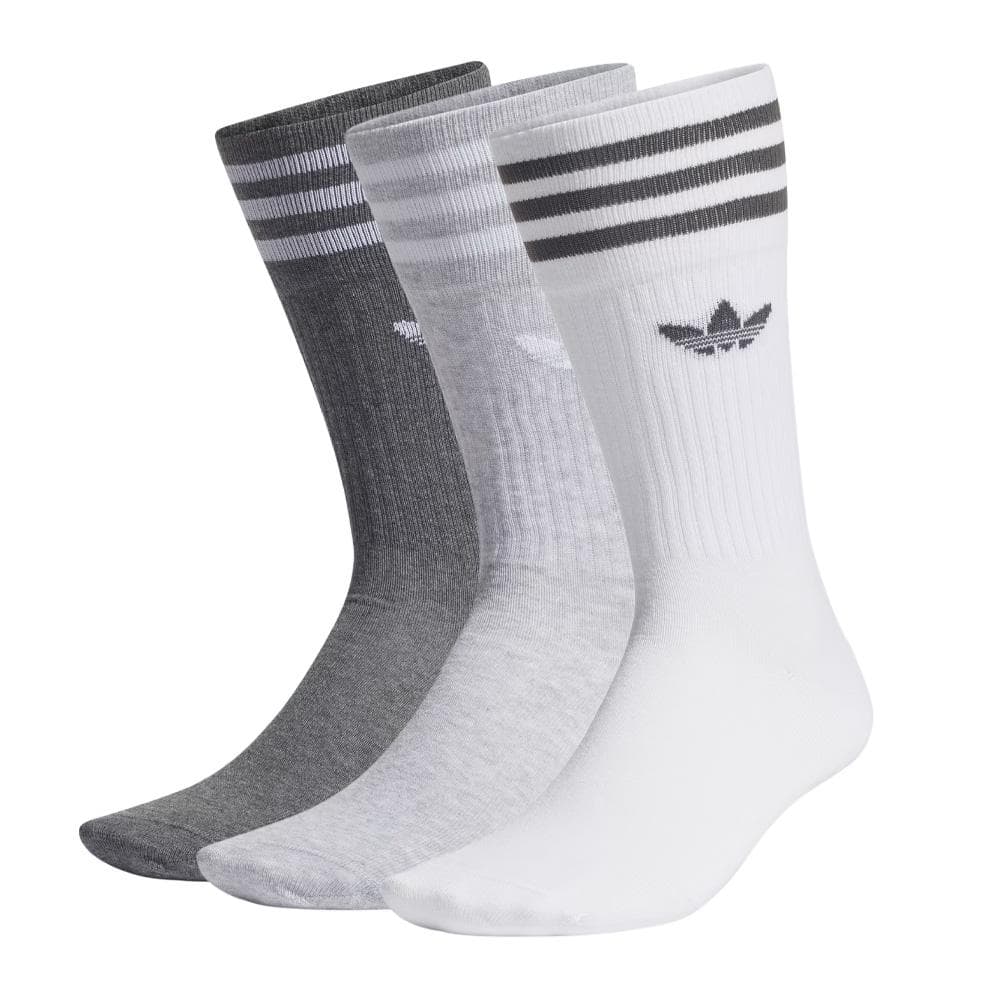 x3 Paires de Chaussettes Blanches/Grises Homme Adidas Solid Crew 1