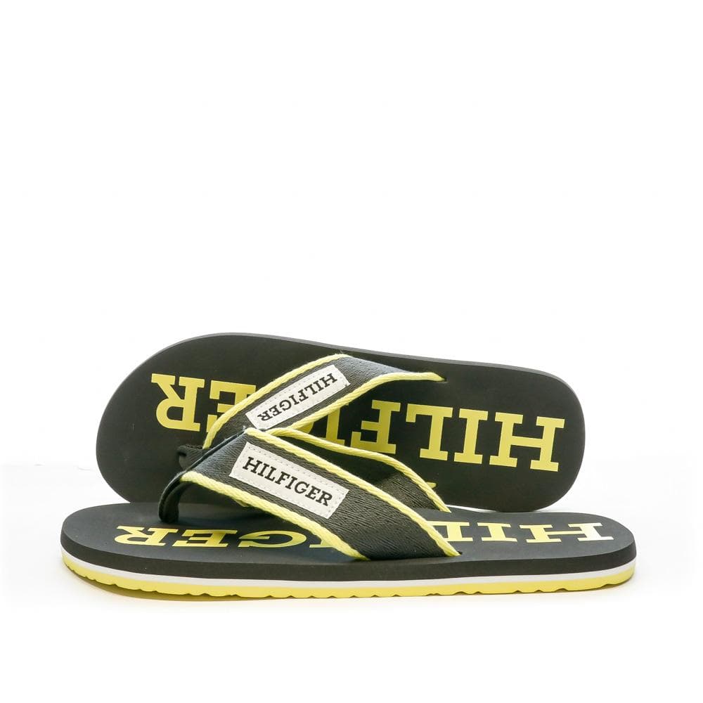 Tongs Noire/Jaune Homme Tommy Hilfiger Patch Beach 1