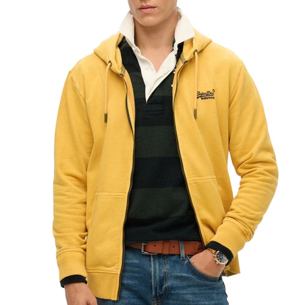 Sweat Zippé Jaune Homme Superdry Essential Washed Ziphood 1