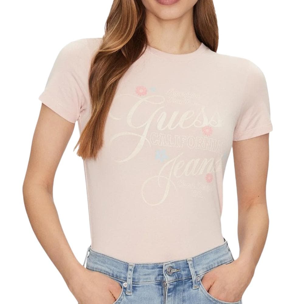T-shirt Rose Femme Guess N Gj Ss Slim Flower 1
