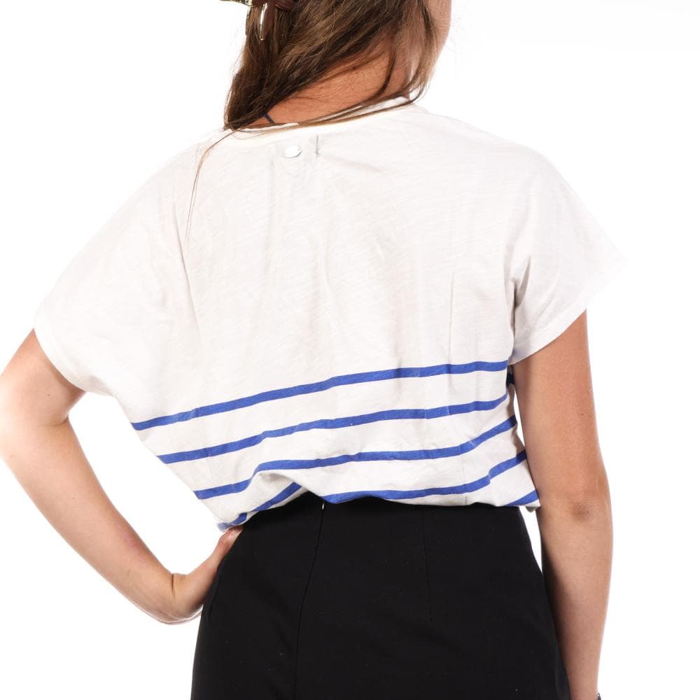 T-Shirt Blanc/Bleu Femme Tema Stripes Be Alive 2