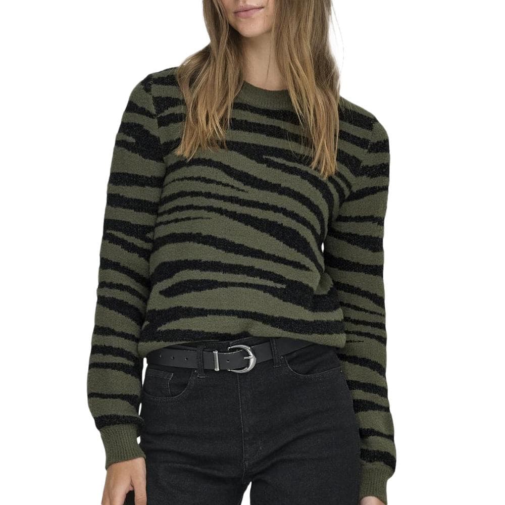 Pull Noir/Kaki Zébré Femme JDY Lorraine 1