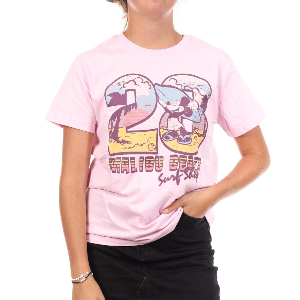 T-Shirt Rose Femme Disney Mickey Malibu Beach 1