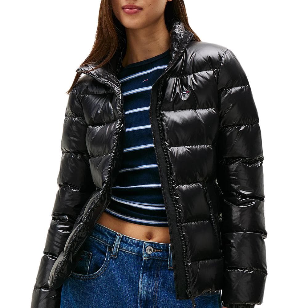 Doudoune Noir Brillant Femme Tommy Jeans slim zip Print 1