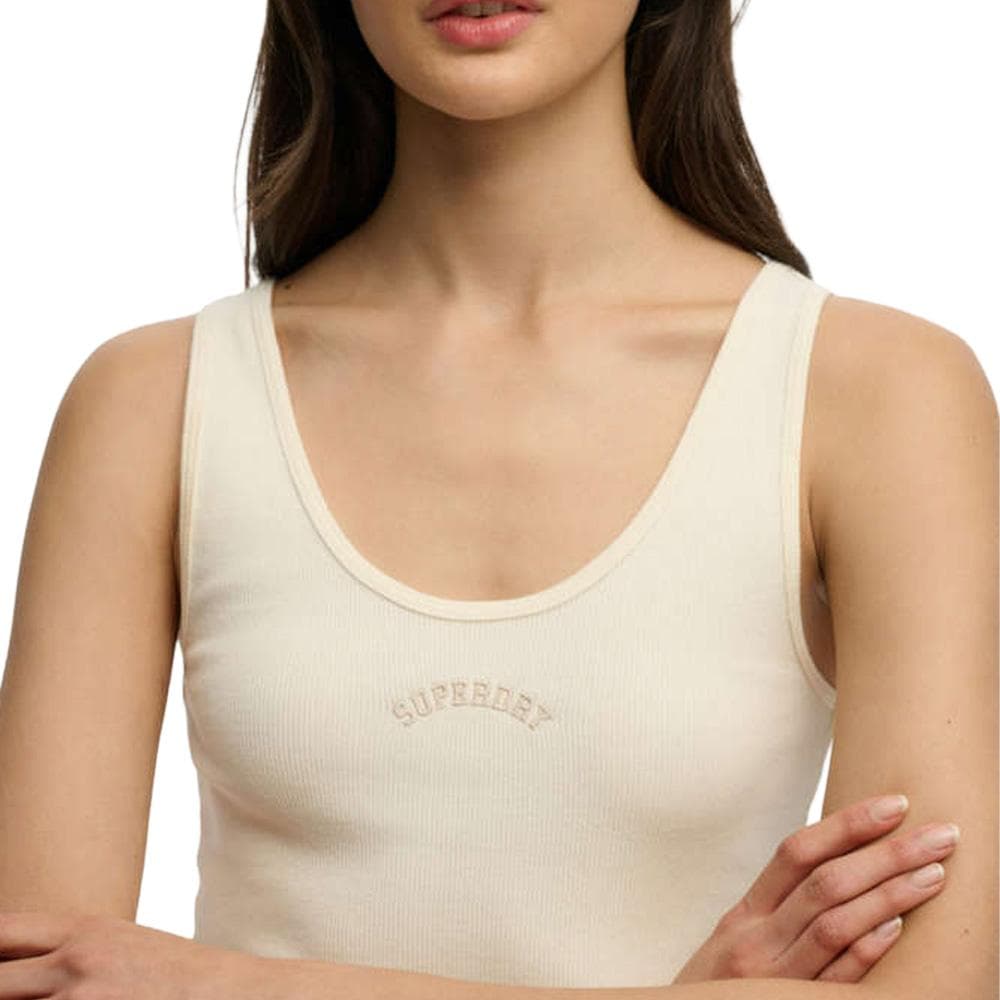 Débardeur Beige Femme Superdry Logo Scoop 2