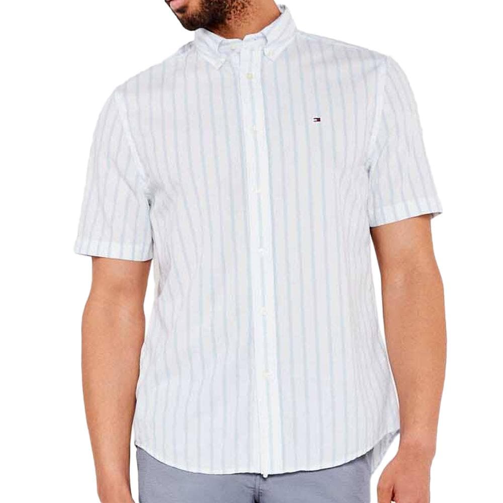 Chemise Blanche/Bleu Homme Tommy Hilfiger Flex 1