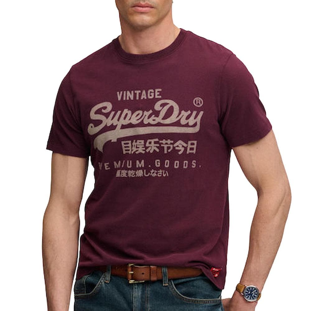 T-Shirt Bordeaux/Beige Homme Superdry Classic 1