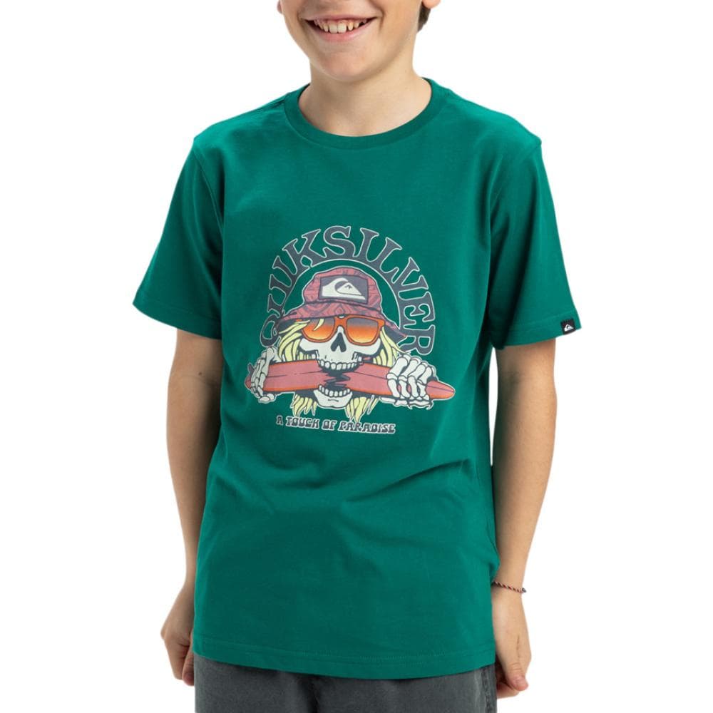 T-Shirt Vert Garçon Quiksilver Skull Feast 1