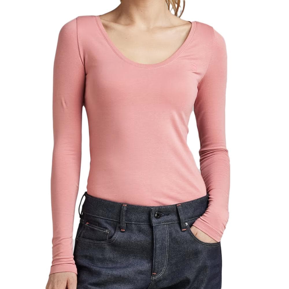 T-shirt Manches Longues Rose Femme G-Star Base R 1