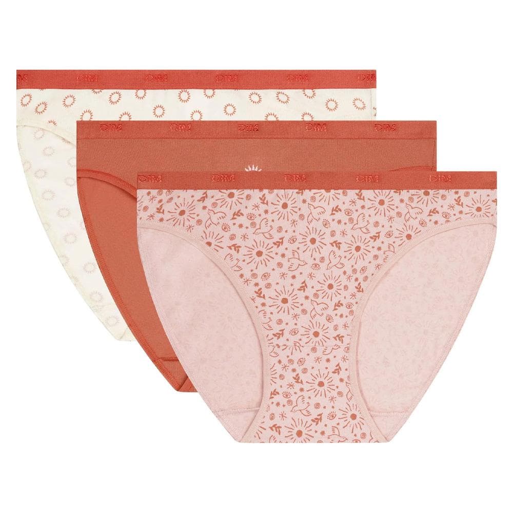 X3 Culottes Terracotta/Ecru Femme Dim Les Pockets Coton 1