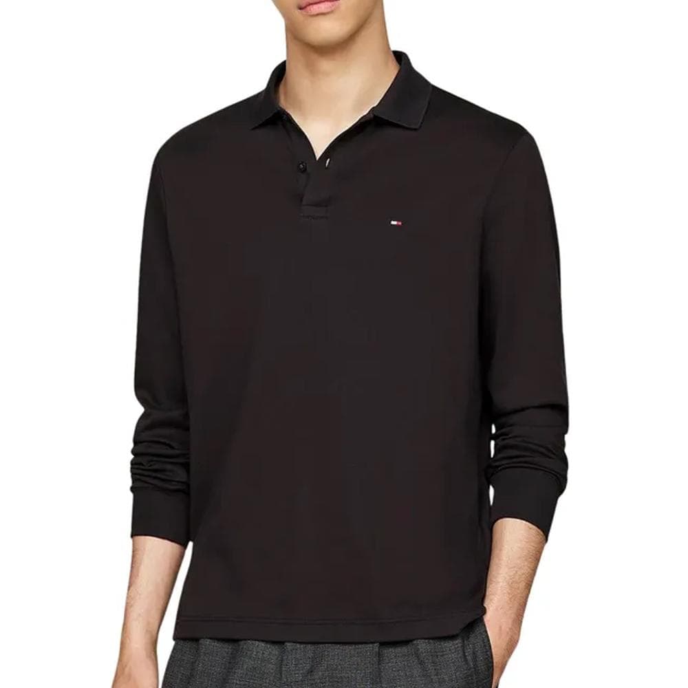 Polo Manches Longues Noir Homme Tommy Hilfiger Liquid 1