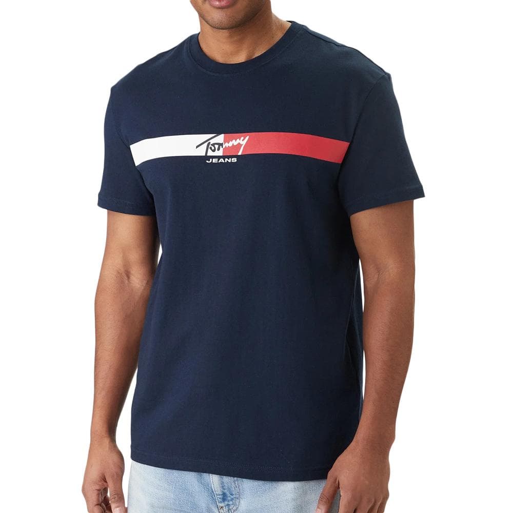 T-Shirt Marine Homme Tommy Hilfiger Tjm Reg Signature 1