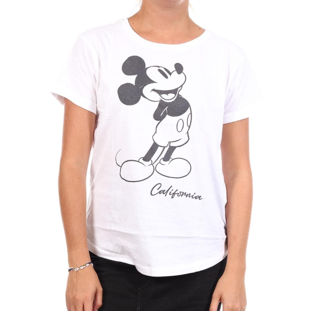 T-Shirt Blanc Femme Disney Mickey California Vintage 1