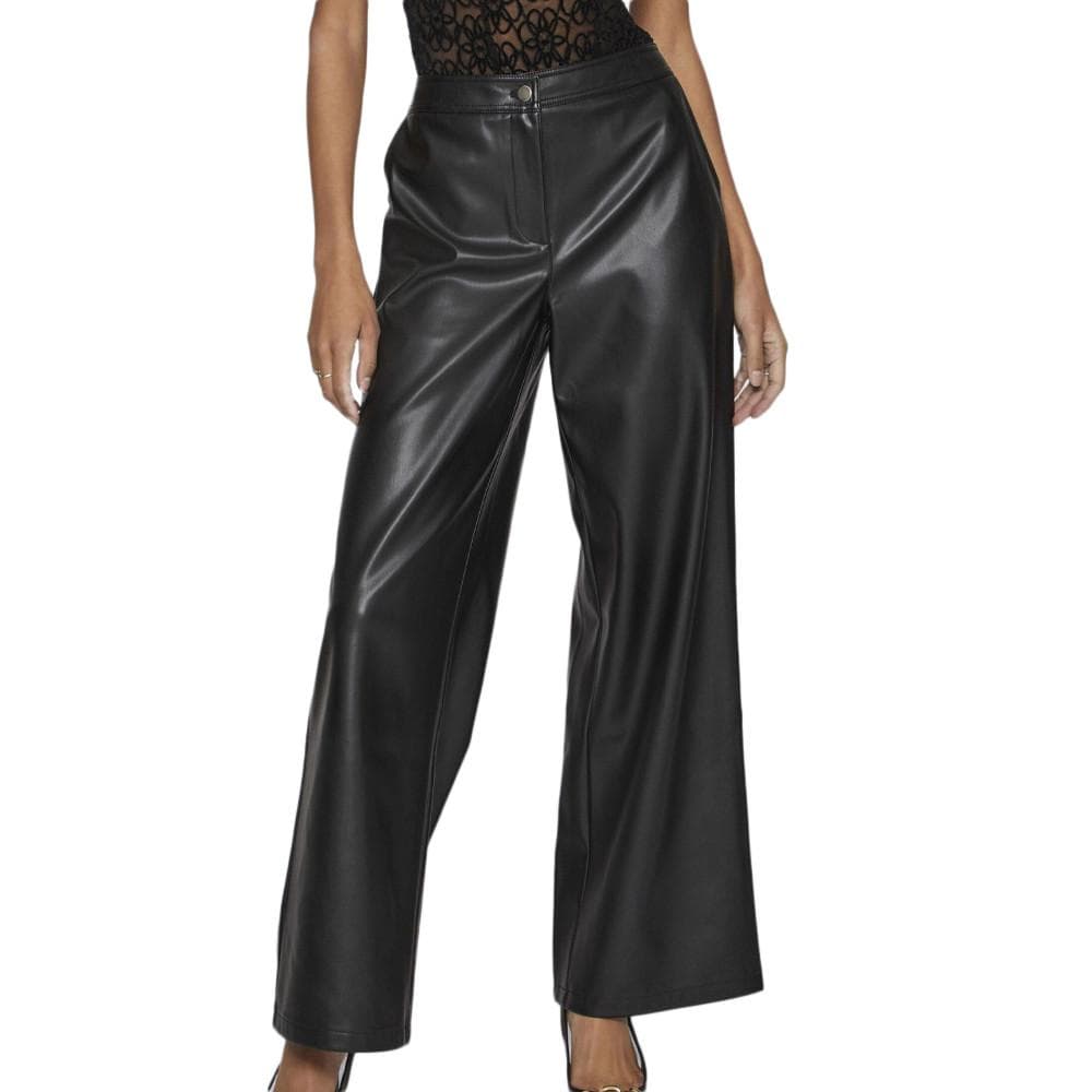 Pantalon Similicuir Noir Femme Vila Vielie Wide 1