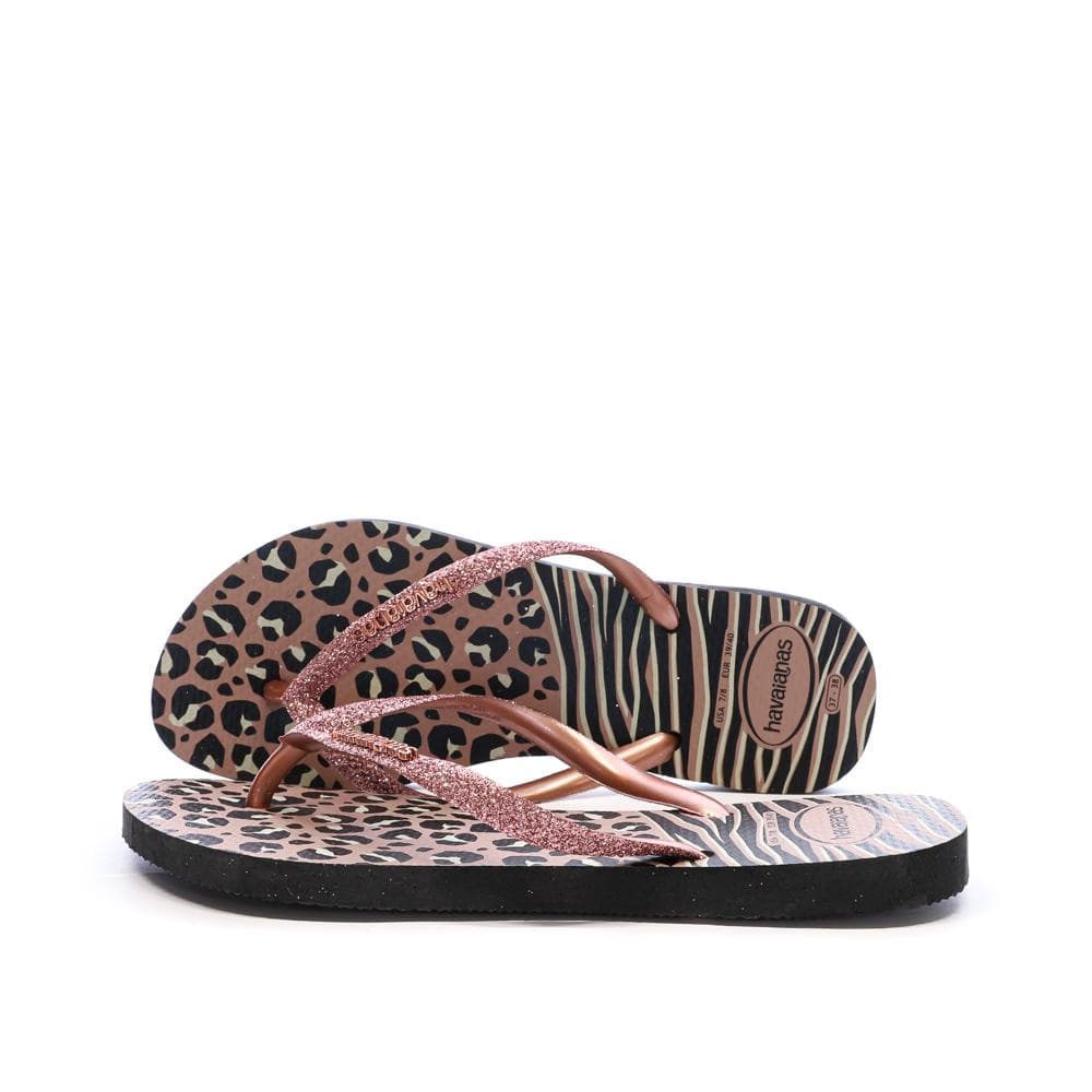 Tongs Noir/Rose Havaianas Slim Animal Infradito 1