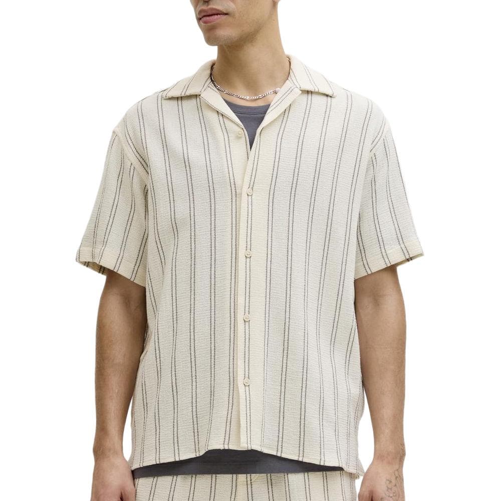 Chemise Rayure Écru/Taupe Homme Jack & Jones Stripe Resort 1