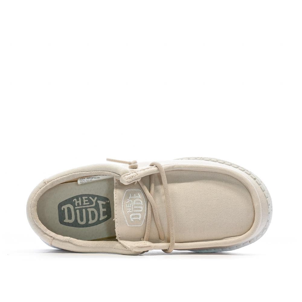 Chaussures Beige Fille Hey Dude Wally Youth Slub Canvas 4