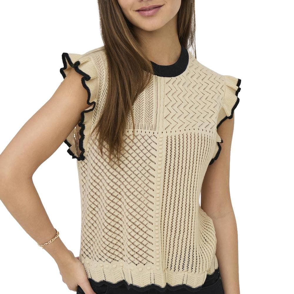 Pull en Maille Beige/Noir Femme JDY Violet 1