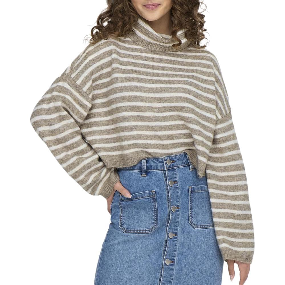 Pull Col roulé Beige/Blanc Femme Only Talio 1