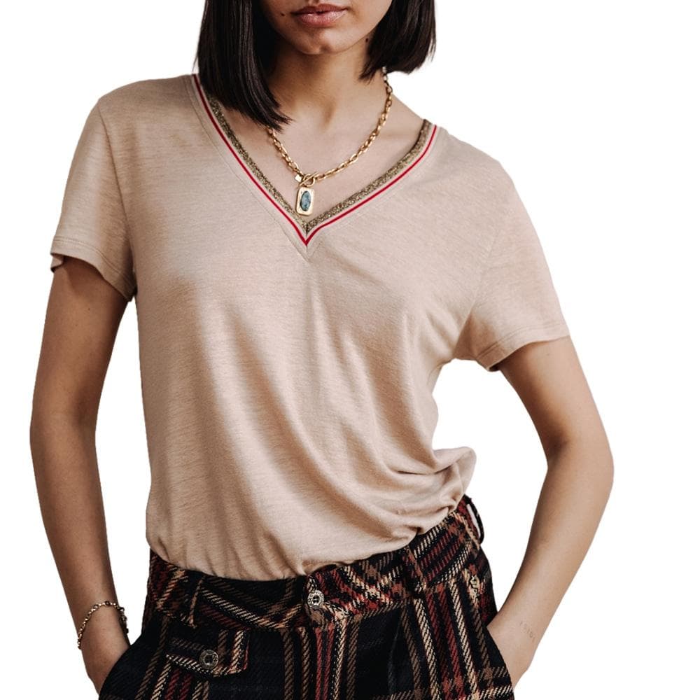 T-shirt Beige Femme FREEMAN PORTER Tonia Linen 1