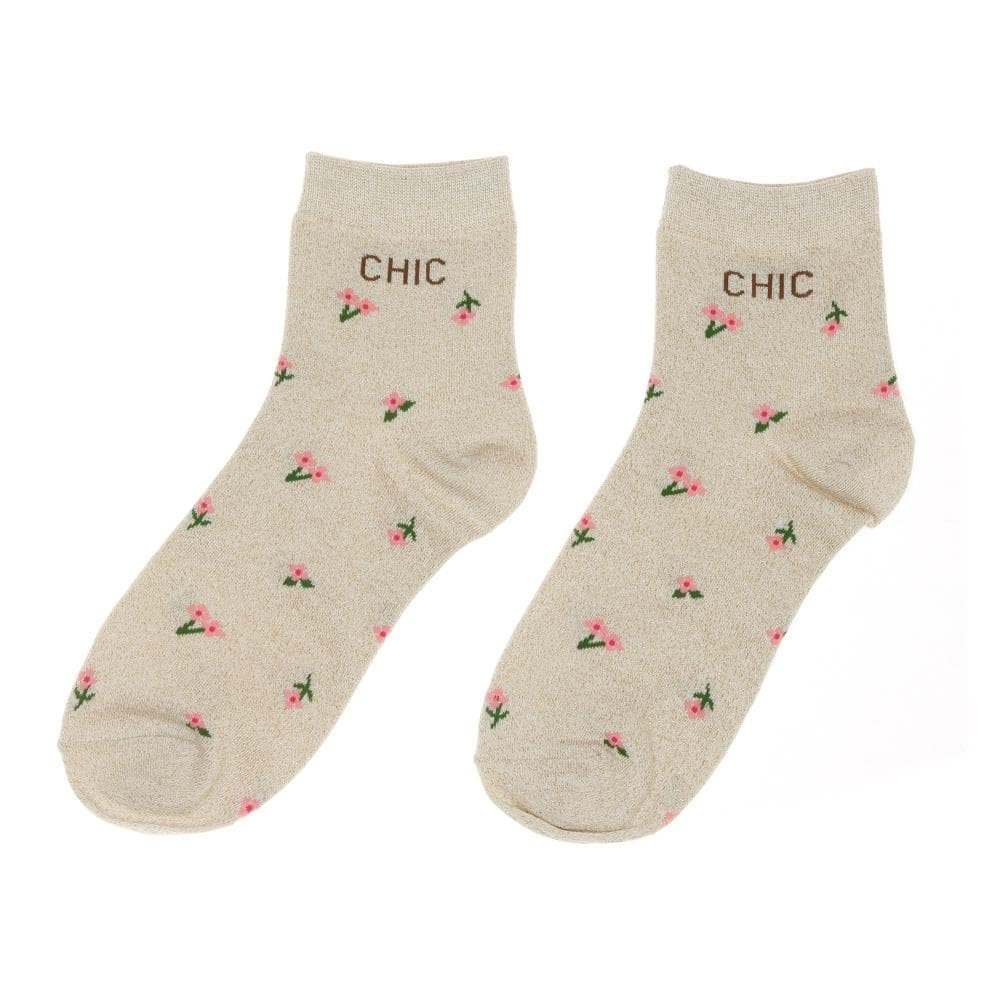 Chaussettes Beige à Fleurs Femme Stella Green Chic 1