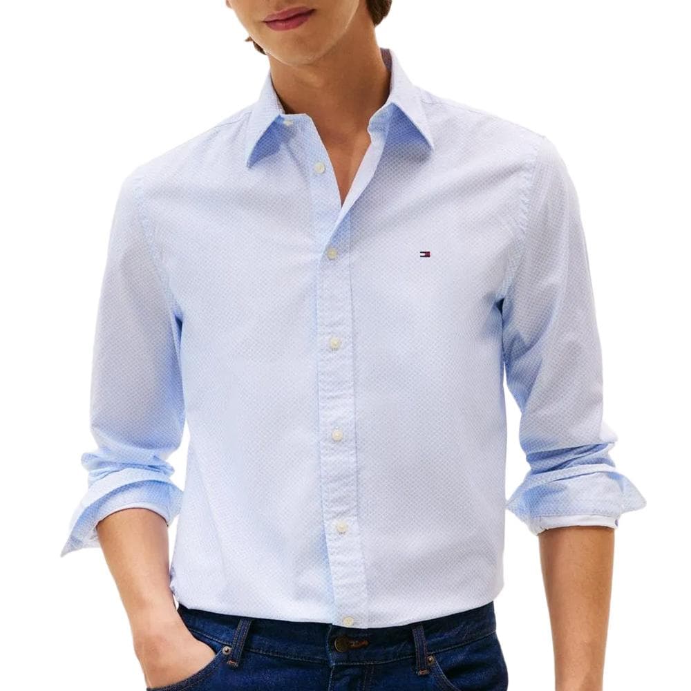 Chemise Bleu Clair Homme Tommy Hilfiger Flex Poplin 1