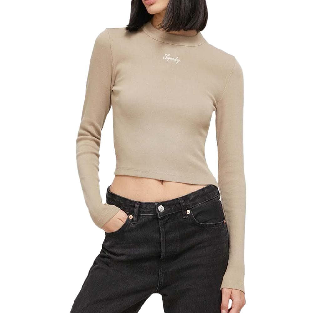 T-shirt Beige Femme Superdry Emb Fitted Top 1