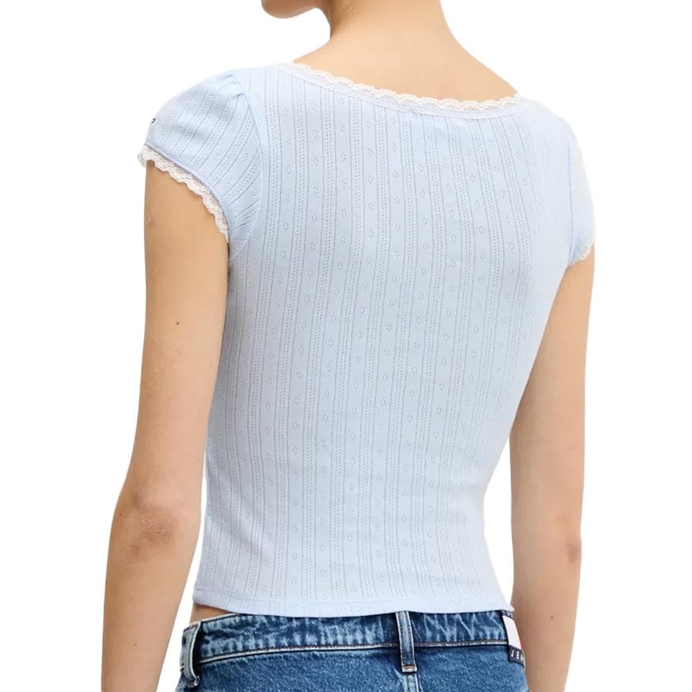 T-shirt Bleu Femme Tommy Hilfiger Pointell 2