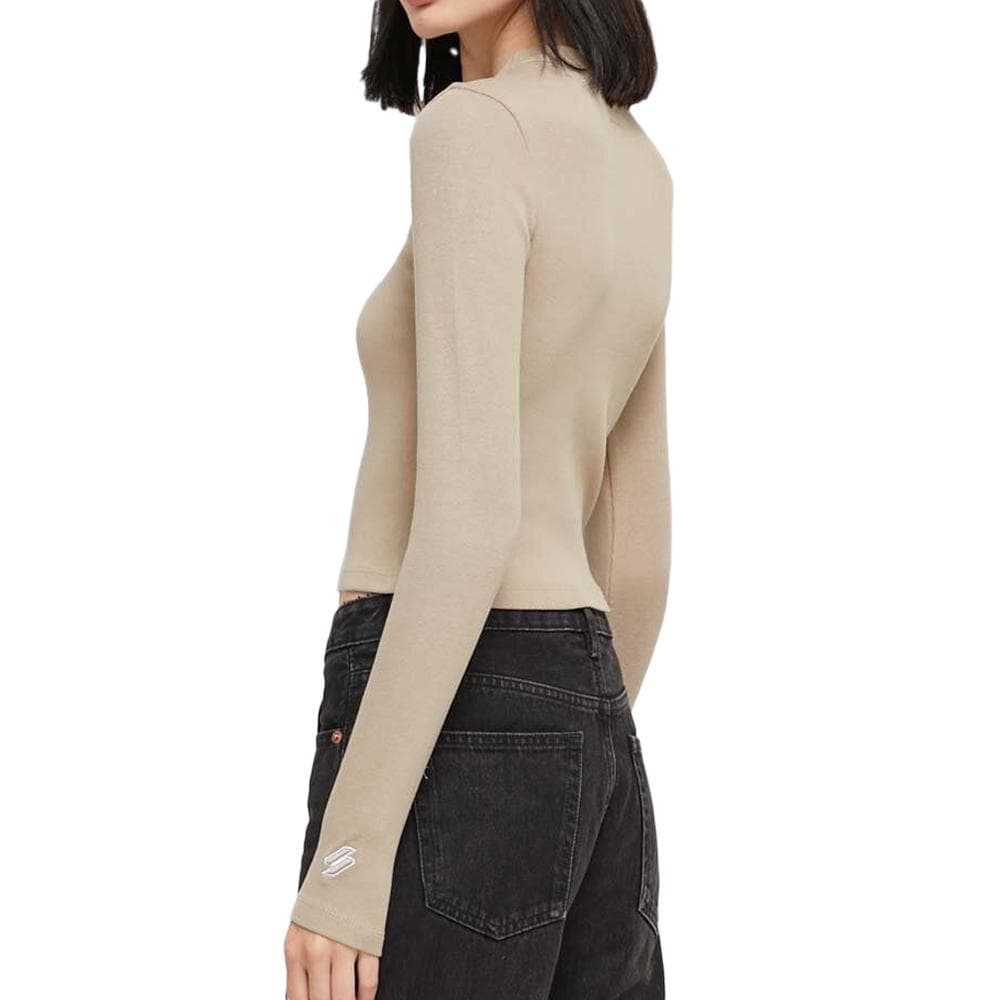 T-shirt Beige Femme Superdry Emb Fitted Top 2
