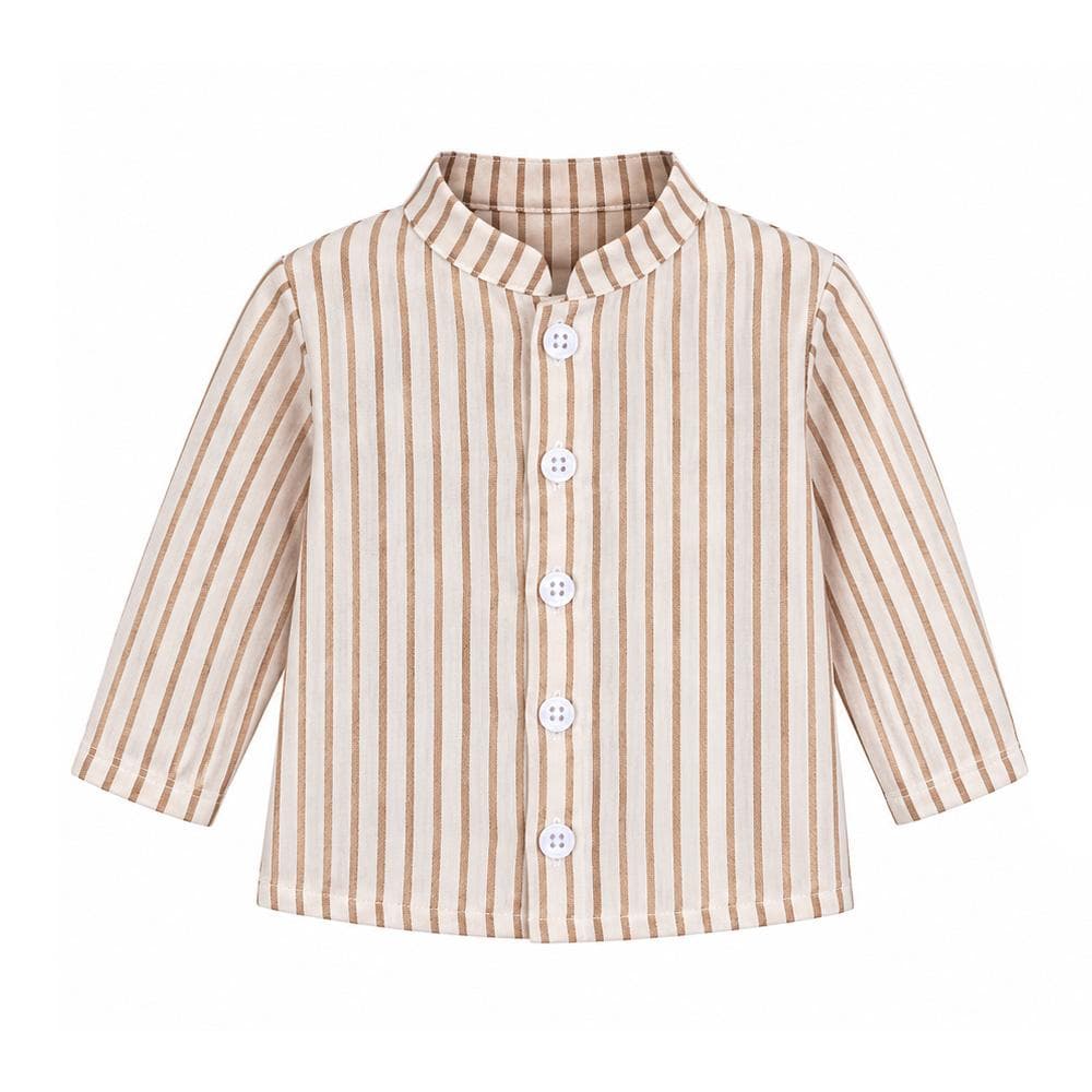 Chemise Rayée Beige/Blanc Bébé P'tit Mome Enzo 1