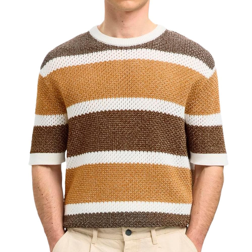 Pull Marron/Blanc Homme Selected 16097853 1