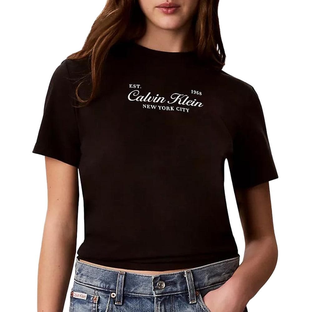 T-Shirt Noir Femme Calvin Klein Jeans Classic Script 1