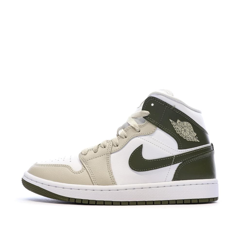 Baskets Beige/Kaki Mixte NIKE Air Jordan 1 Mid Rose 1