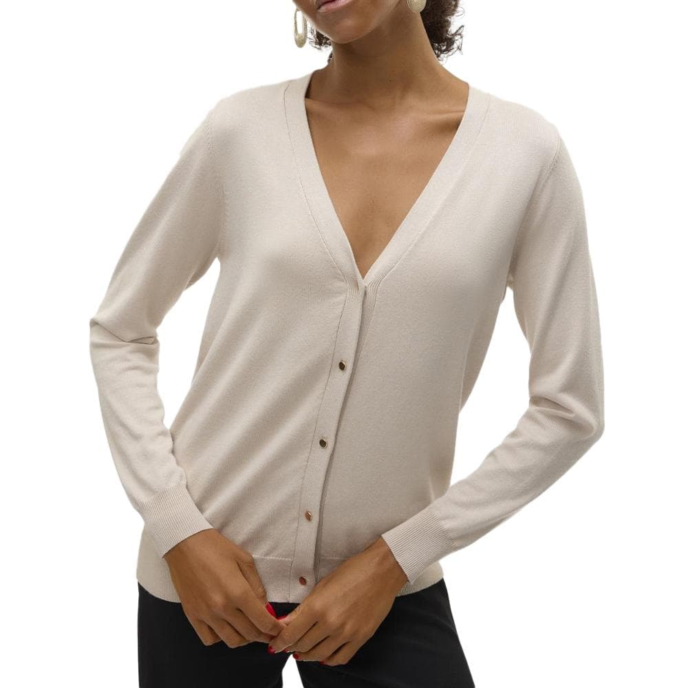 Gilet Beige Femme Vero Moda Silje V-neck Cardigan Moonbeam 1