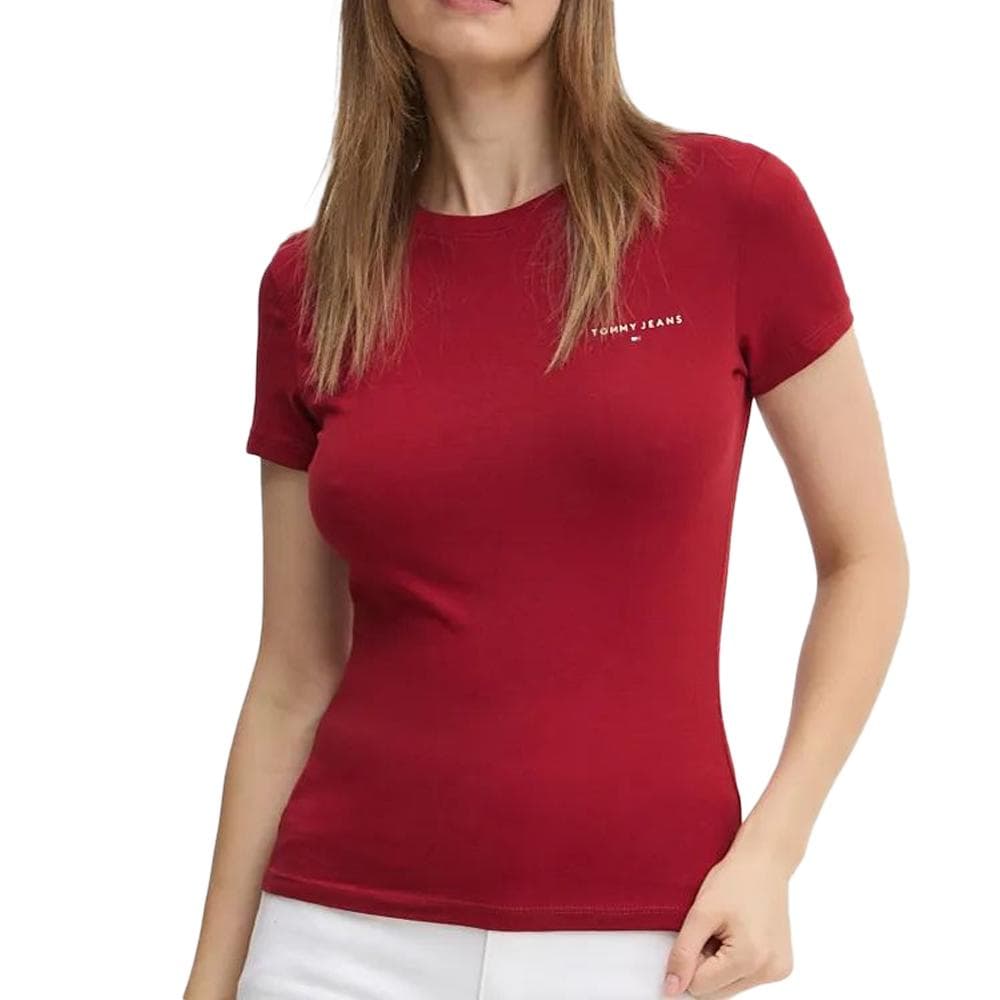 T-shirt Rouge Femme Tommy Hilfiger Slim Linear 1