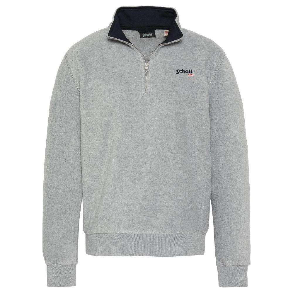 Sweat Polaire Gris Homme Schott Half Zipped 1