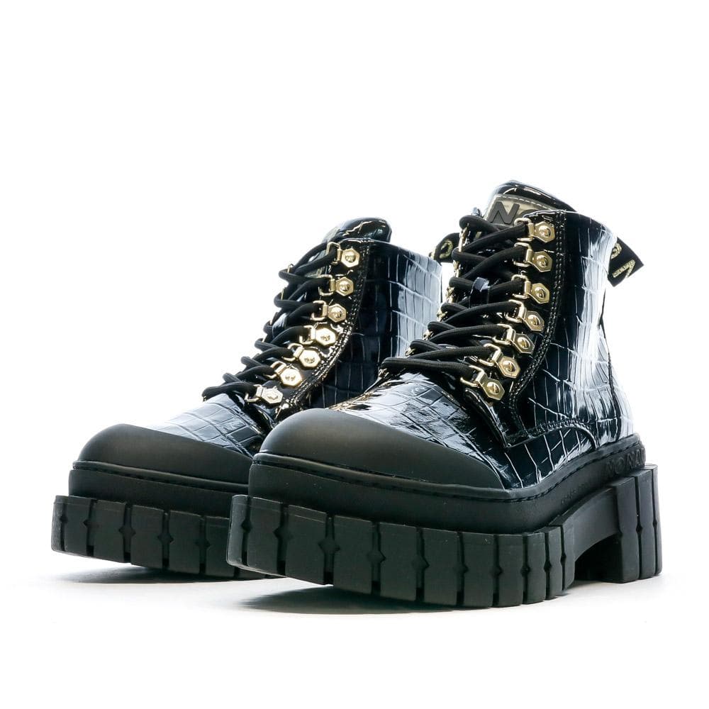 Boots Noir Croco Femme No Name Kross Low 5