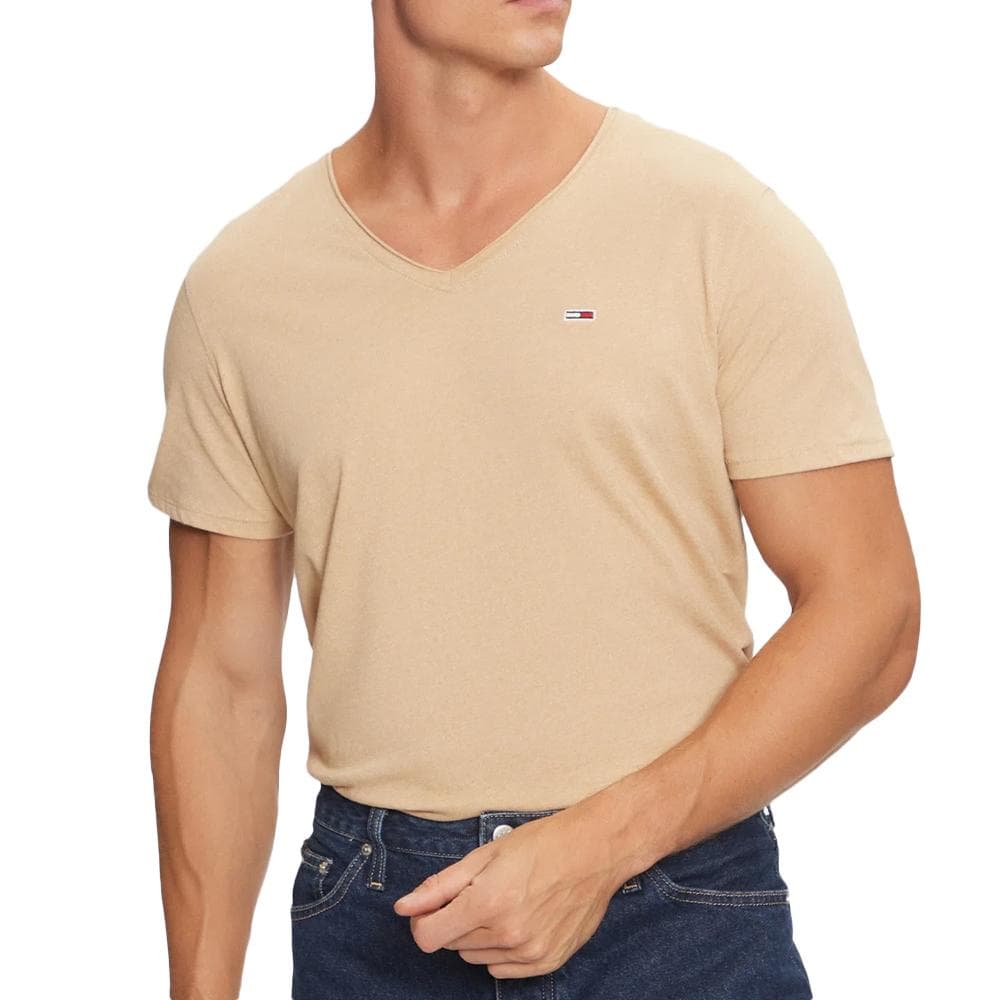 T-shirt Beige Homme Tommy Hilfiger Xslim Jaspe 1