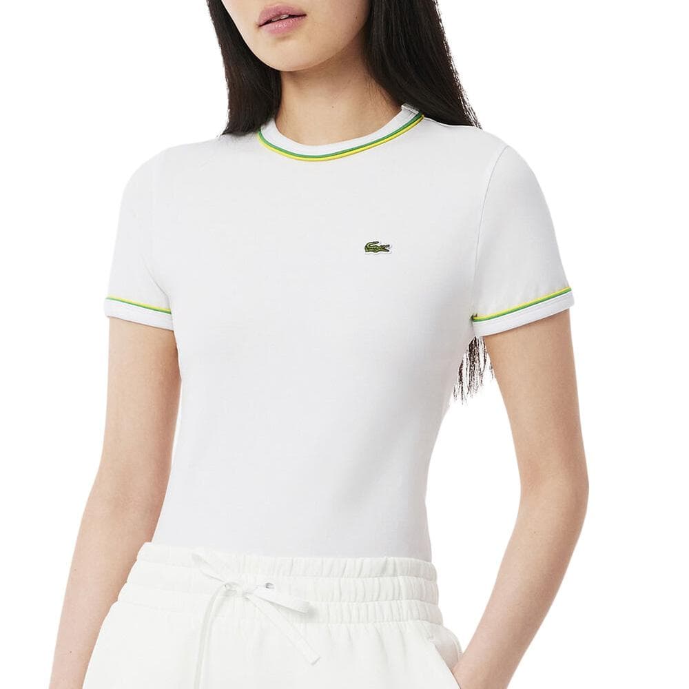 T-shirt Blanc Femme Lacoste Contrast Accent 1