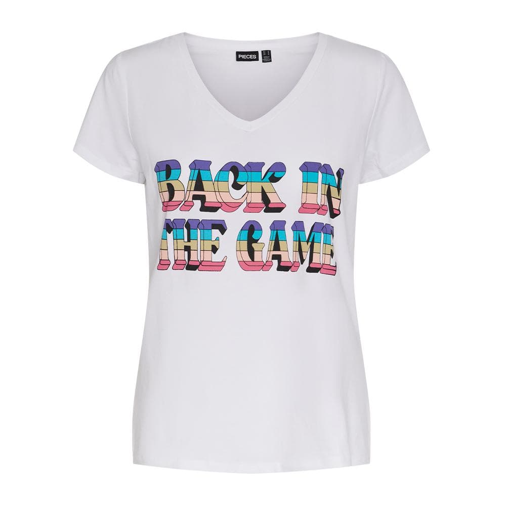 T-shirt Blanc/Rose Femme Pieces Merima 1