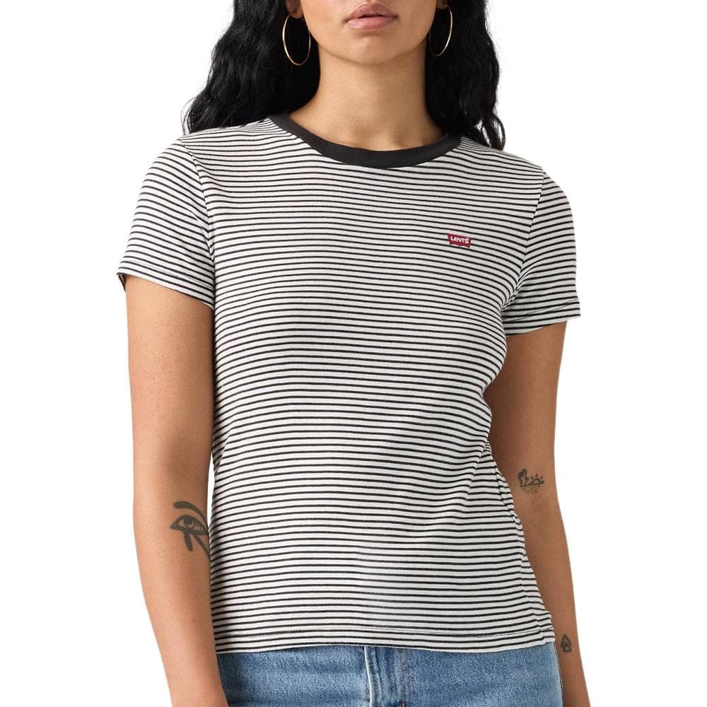 Lot de 2 T-shirts Blanc/Rayures Femme Levi's 2pack Essential 2