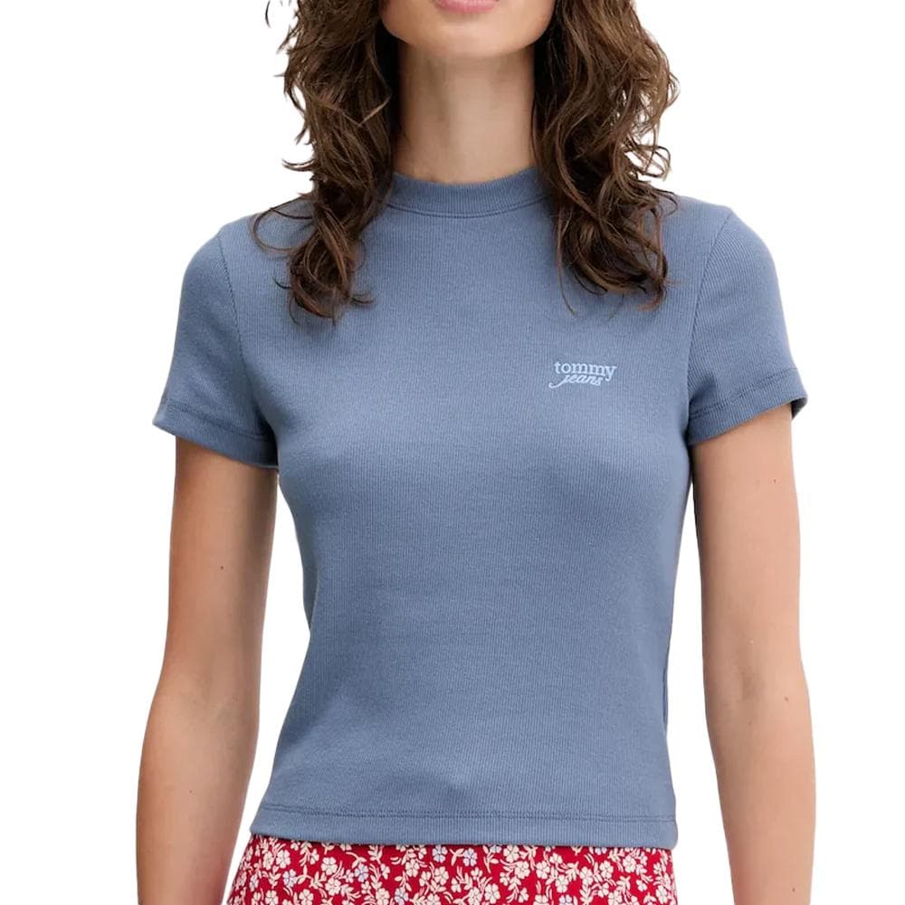 T-Shirt Bleu Foncé Femme Tommy Hilfiger Script 1