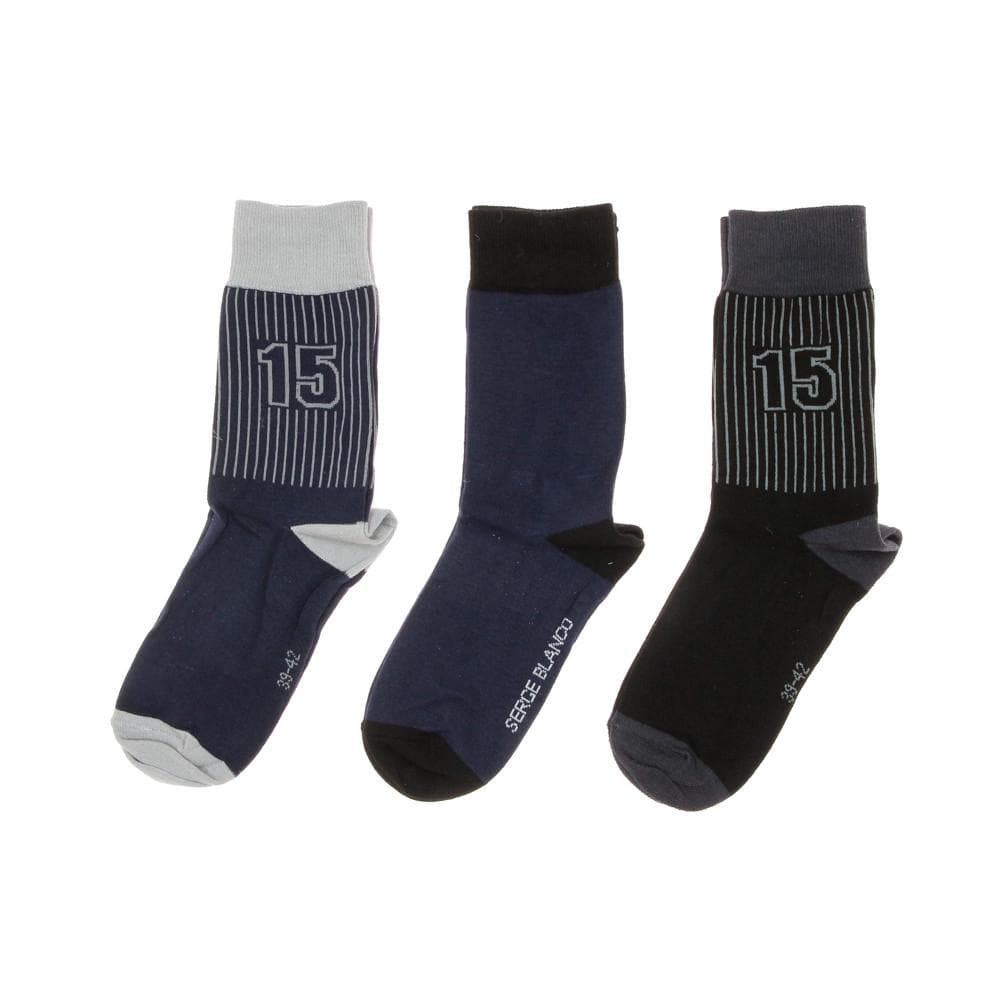 x3 paires de chaussettes Noir/Marine Homme Serge Blanco NNL 1