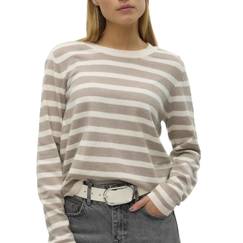 Pull Rayure Beige/Écru Femme Vero Moda Fantastic Button 1