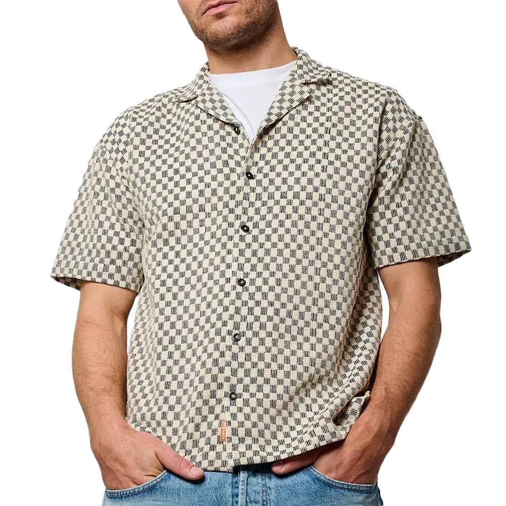 Chemisette Beige/Noir vichy Homme Kaporal TROY 1