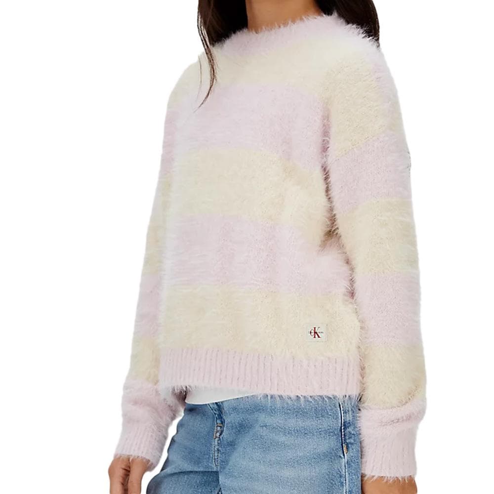 Pull Jaune/Rose Fille Calvin Klein Jeans Ck Stripe 2