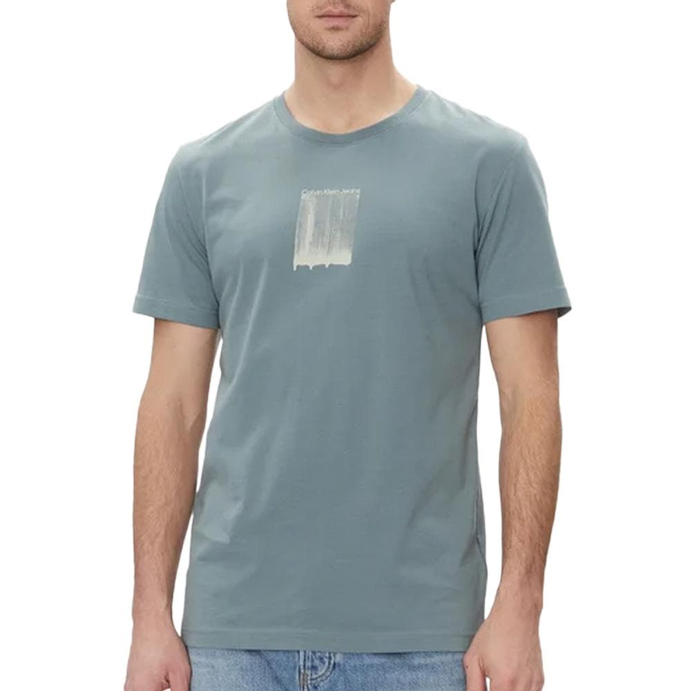 T-Shirt Bleu/Gris Homme Calvin Klein Jeans Brush Stroke Graphic 1