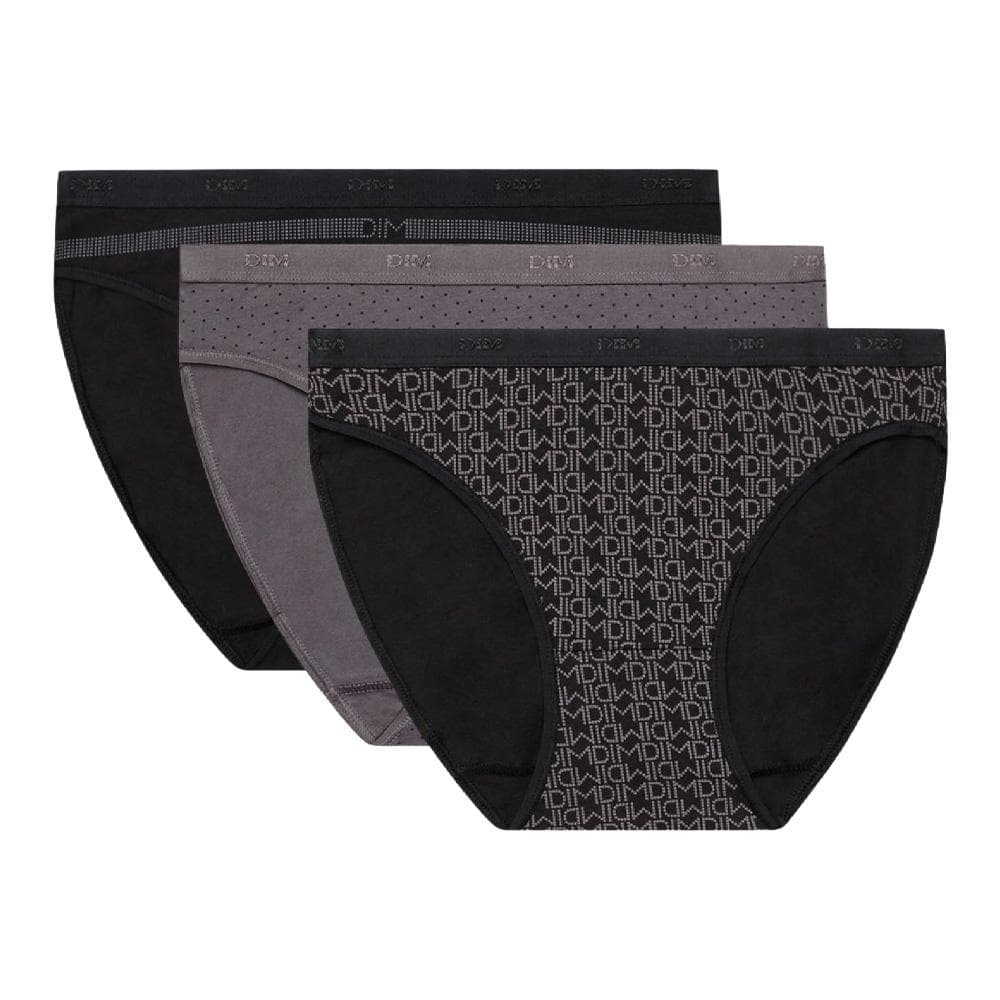 X3 Culottes Noir/Gris Femme Dim Les Pockets Coton 1