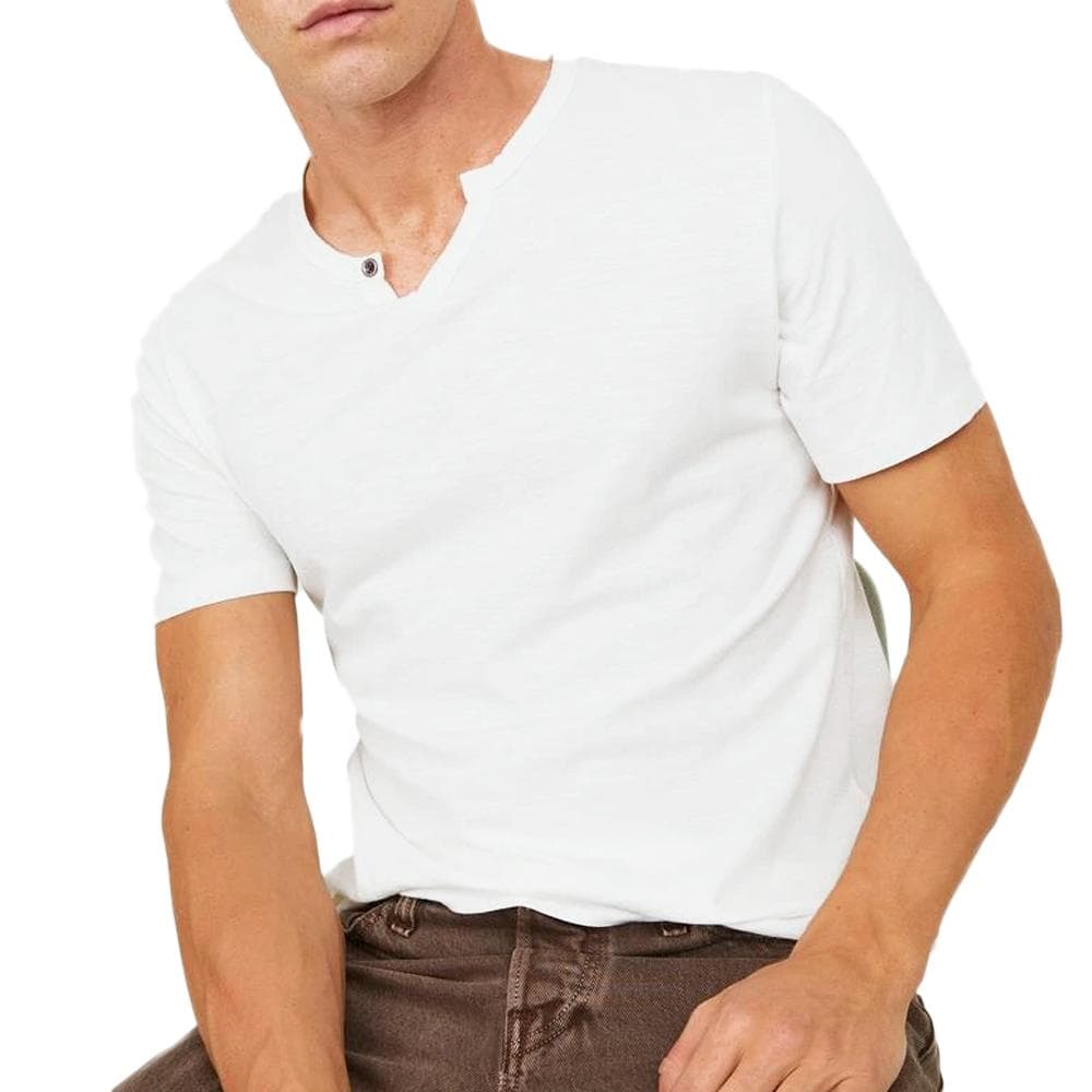 T-shirt Ecru Homme Jack & Jones Split Neck 1