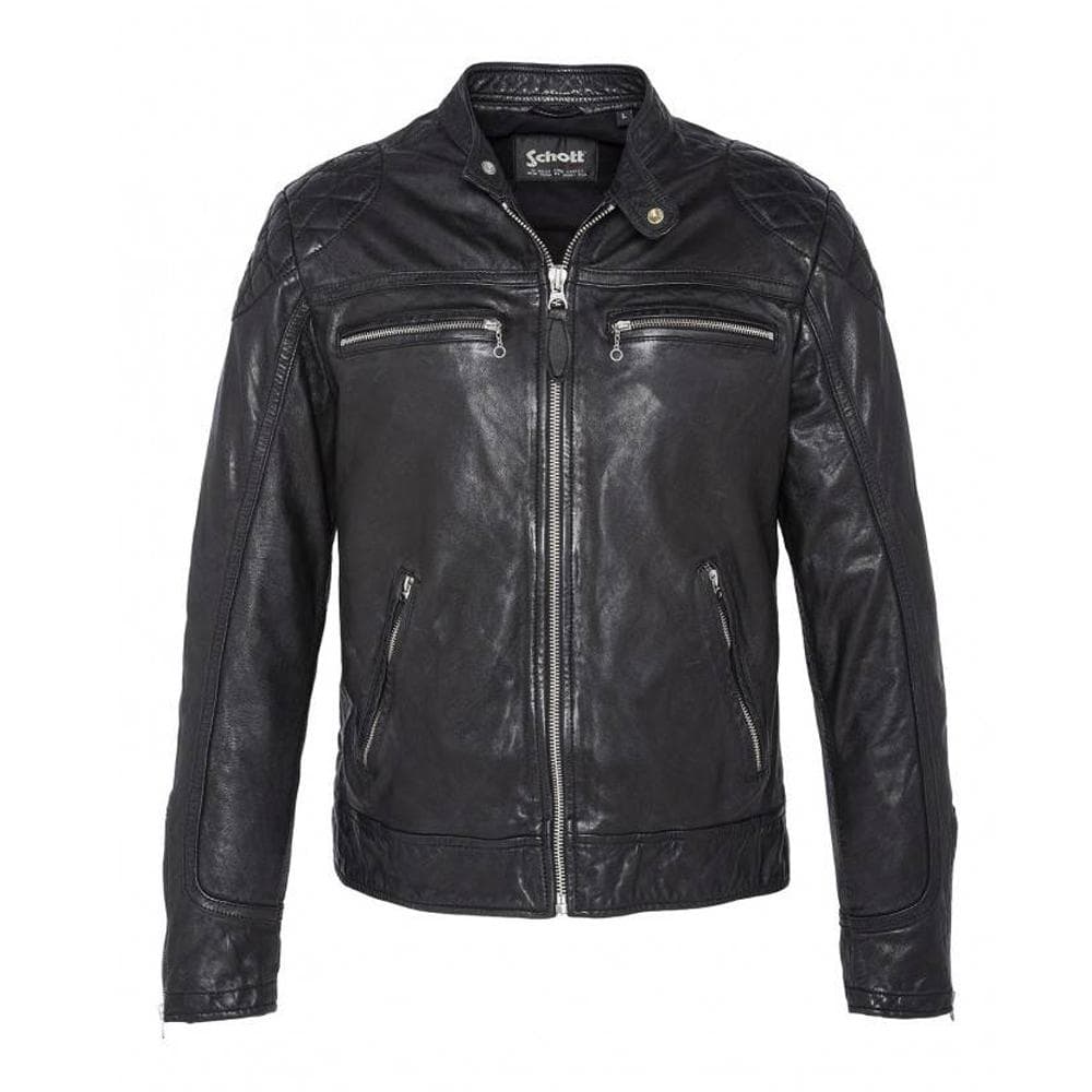 Blouson en Cuir Noir Homme Schott LCSPYDER25 1
